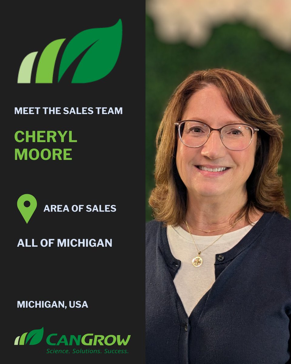 Meet our Sales Reps: Cheryl Moore 👋
Cheryl grew up working on her family’s farm and has worked in agriculture her entire life. She holds a Bachelor of Science in Crop and Soil Sciences from Michigan State University and has covered Michigan for CanGrow for the past 17 years.