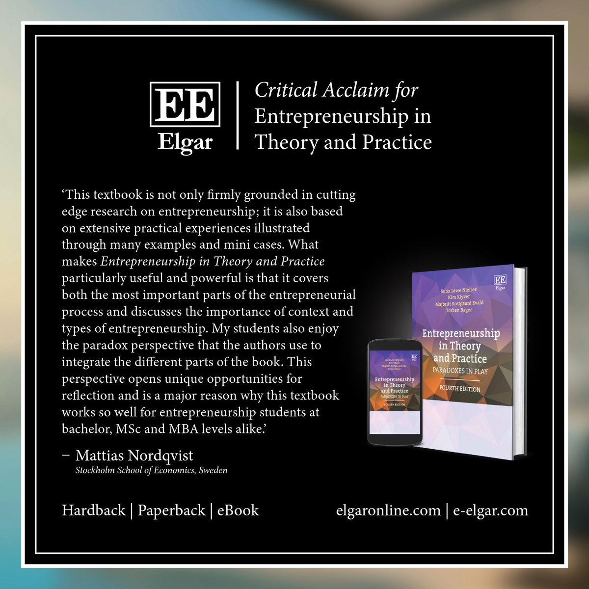 Elgar Business (@elgar_business) on Twitter photo 📣 4th edition of our bestselling textbook 📣
#Entrepreneurship in Theory and Practice
Paradoxes in Play
<a href="/we_suna/">Suna Løwe Nielsen</a> <a href="/KKlyver/">Kim Klyver</a> <a href="/MajbrittEvald/">Majbritt Evald</a> <a href="/TorbenBager/">Torben Nygaard Bager</a> <a href="/SyddanskUni/">Syddansk Universitet</a>
tinyurl.com/3vmey75n
Access an exam copy tinyurl.com/mtwtky4e 📣 4th edition of our bestselling textbook 📣
#Entrepreneurship in Theory and Practice
Paradoxes in Play
<a href="/we_suna/">Suna Løwe Nielsen</a> <a href="/KKlyver/">Kim Klyver</a> <a href="/MajbrittEvald/">Majbritt Evald</a> <a href="/TorbenBager/">Torben Nygaard Bager</a> <a href="/SyddanskUni/">Syddansk Universitet</a>
tinyurl.com/3vmey75n
Access an exam copy tinyurl.com/mtwtky4e