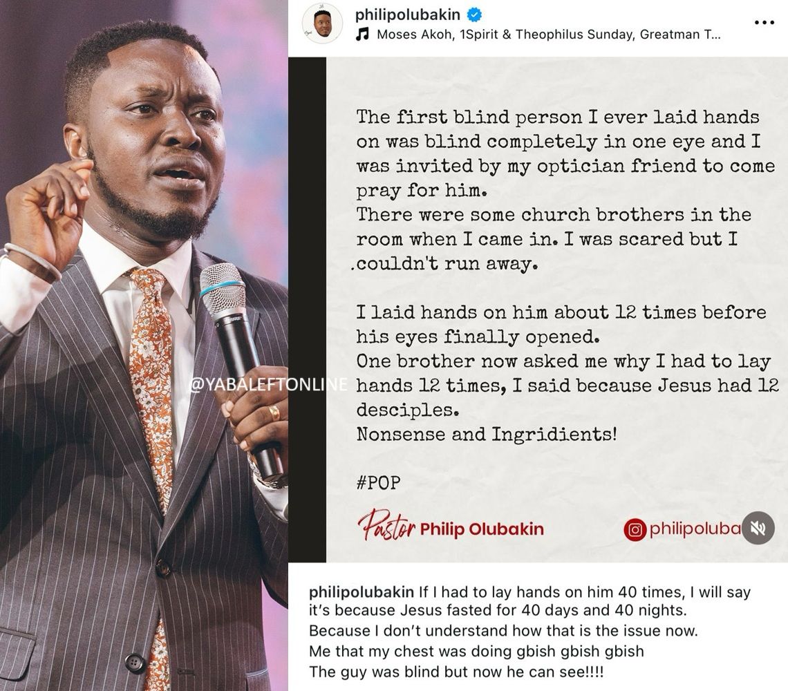 Nigerian pastor, Philip Olubakin humorously shares what happened the first time he prayed for a blind man.