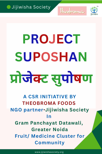 The colourful poster of PROJECT SUPOSHAN, as it's said that more natural colours in our diet add more nutrition, we have designed the poster with lively colours, how do you find it?
<a href="/TheobromaIndia/">Theobroma India</a> 
#jijiwishasociety
#CSR
#theobroma
#communityhealth
#greaternoida
#datawali