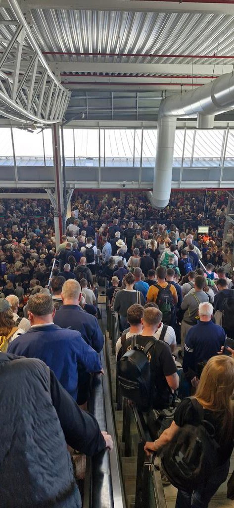 Faro Airport arrivals, avoid at all costs. It looks like a minimum 2hour queue to get through passport control