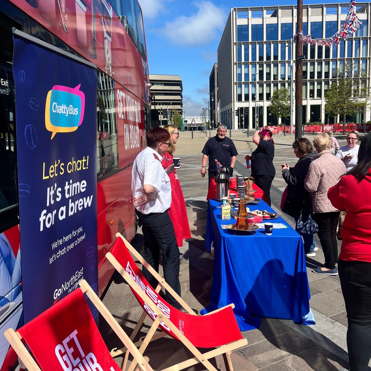 🧠 In honour of Mental Health Awareness Week, we brought our Chatty Bus to Keel Square in Sunderland, and what a day it was! ⁠

❤️ This year’s theme is all about ‘Community’, so we teamed up with the amazing Sunderland Community Soup Kitchen to share brews, smiles, and