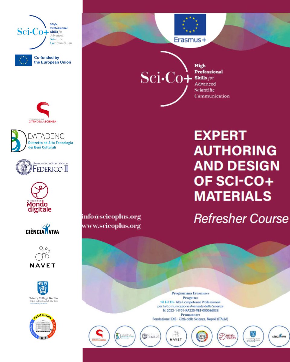 🔧The #SciCoPlus Refresher Course – Expert in Authoring and Design of SciCo+ Materials has just been released, offering professionals across Europe an innovative learning experience at the intersection of technology, education, and scientific outreach.
scicoplus.org/wp-content/upl…