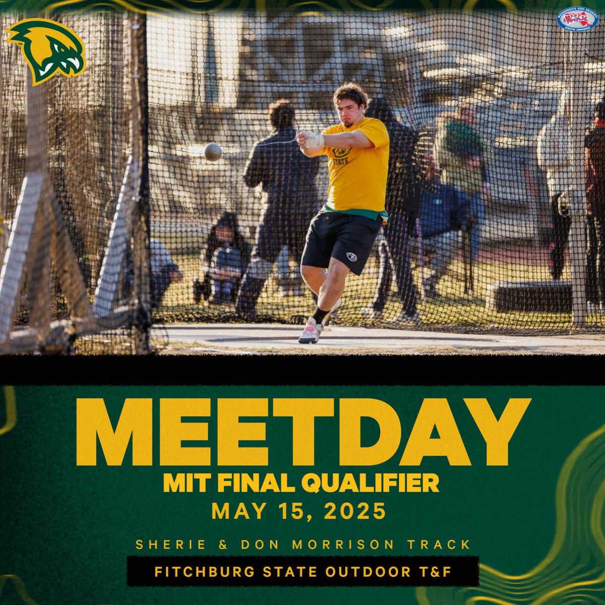 Fitchburg Falcons (@fsu_falcons) on Twitter photo Meet Day I MEN'S OUTDOOR TRACK & FIELD I <a href="/FSUfalconsTFXC/">Fitchburg State T&F | XC</a>
📍Sherie & Don Morrison Track
🆚 MIT Final Qualifier
⏰4:00PM
📊 bit.ly/4mh4KzB
#FearTheFlock #TheFalconWay Meet Day I MEN'S OUTDOOR TRACK & FIELD I <a href="/FSUfalconsTFXC/">Fitchburg State T&F | XC</a>
📍Sherie & Don Morrison Track
🆚 MIT Final Qualifier
⏰4:00PM
📊 bit.ly/4mh4KzB
#FearTheFlock #TheFalconWay