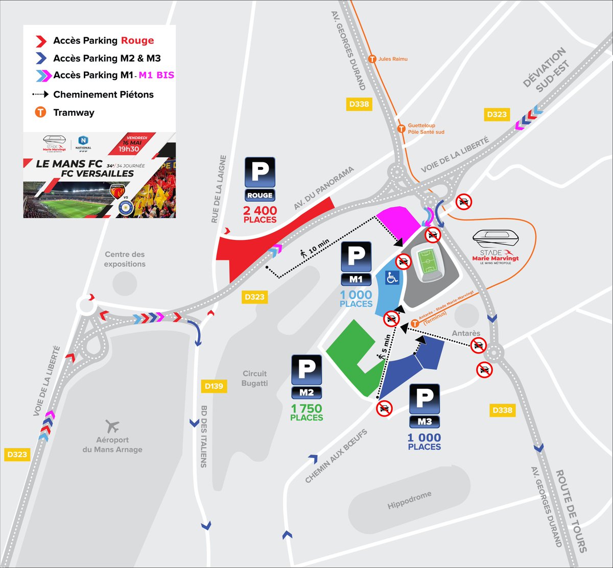 Stade Marie-Marvingt (@smmarvingt_off) on Twitter photo #InfosPratiques | Supporters, préparez votre venue au Stade Marie-Marvingt pour <a href="/LEMANSFC/">LE MANS FC</a> - <a href="/FC_Versailles/">FC Versailles</a> :
⌚️ Arriver le plus tôt possible
🚋 Privilégier les transports en commun
🚗 Réserver un covoiturage
🎟️ Imprimer vos e-billets
👉 urlr.me/GmBVS9
#AllezLEMANSFC #InfosPratiques | Supporters, préparez votre venue au Stade Marie-Marvingt pour <a href="/LEMANSFC/">LE MANS FC</a> - <a href="/FC_Versailles/">FC Versailles</a> :
⌚️ Arriver le plus tôt possible
🚋 Privilégier les transports en commun
🚗 Réserver un covoiturage
🎟️ Imprimer vos e-billets
👉 urlr.me/GmBVS9
#AllezLEMANSFC