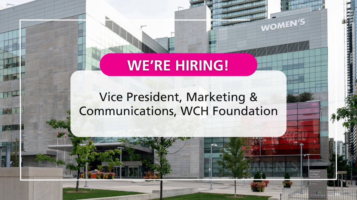 #WCHCareers: WCHF is #hiring a Vice President, #Marketing &amp; #Communications to lead the development &amp; execution of high-impact marketing, events &amp; engagement strategies that drive philanthropic growth.

Apply ⤵️
Vice President, Marketing &amp; Communications: bit.ly/3HbZqgI