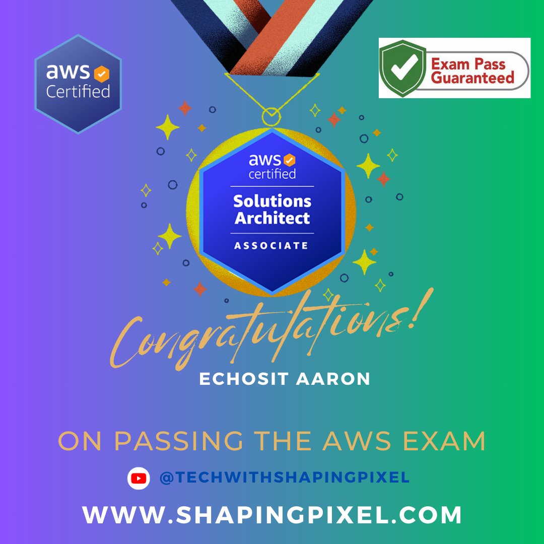 shaping_pixel's tweet image. Happy to share that Aaron Echosit Aaron obtained a new certification: AWS Certified Solutions Architect – Associate from Amazon Web Services (AWS)!
#CloudArchitecture #SolutionsArchitecture #PlatformArchitecture #SoftwareArchitecture #AIArchitecture #SecurityArchitecture