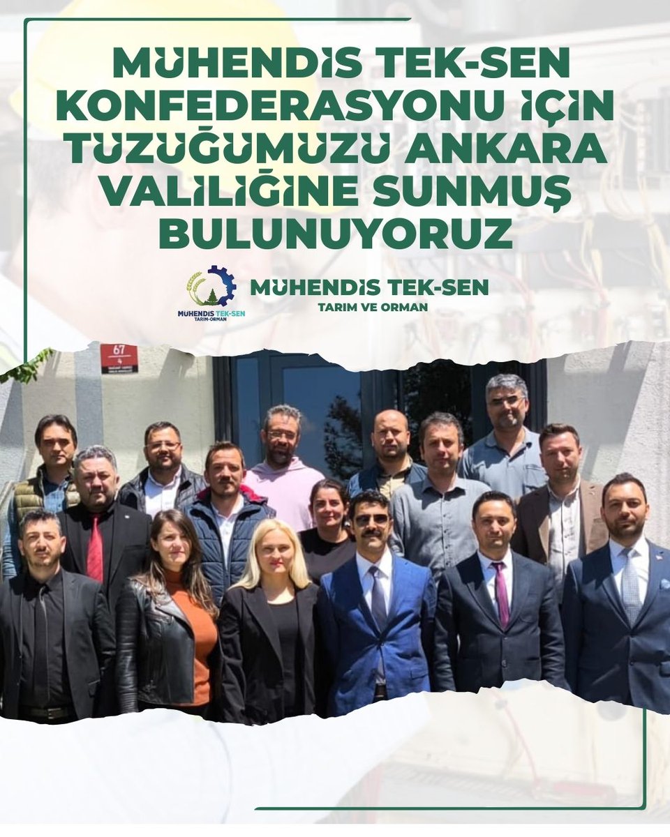 15.05.2025 tarihi (bugün) itibariyle Mühendis Tek-Sen Konfederasyonu için Tüzüğümüzü Ankara Valiliğine sunmuş bulunuyoruz. Hayırlı uğurlu olsun.