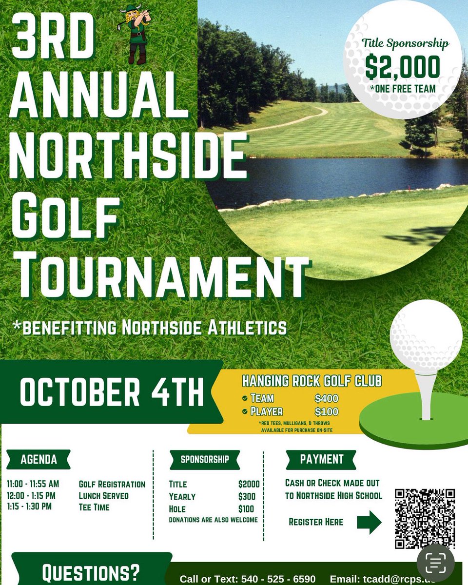 Our annual Northside Athletics Golf Tournament is moving from the summer to the fall this year. We hope to see as many community members and alumni as possible participating!