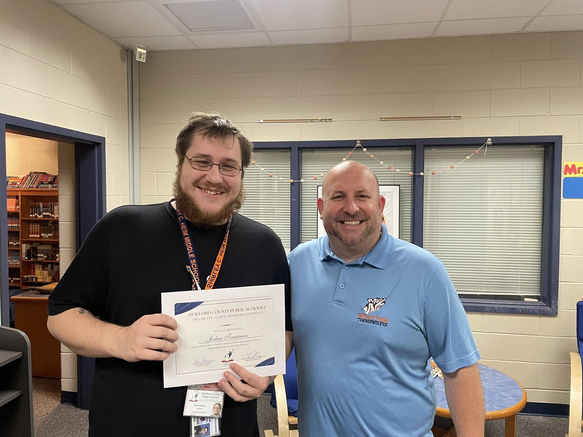 Congratulations to Mr. Trautman on the Extra Mile award!