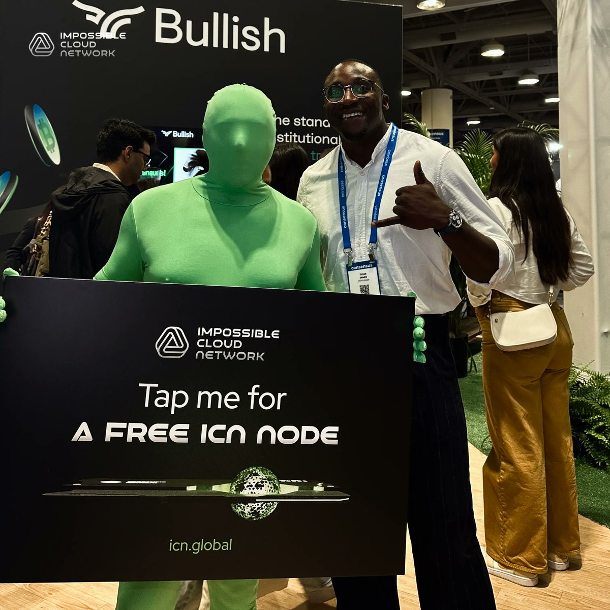 Impossible Cloud Network (@icn_protocol) on Twitter photo Consensus 2025 is in full swing 🚀
Huge shoutout to everyone who hunted down the green guy 👀
We’ll be here at <a href="/consensus2025/">Consensus 2025</a> through May 16, come say hi and plug into the decentralized future! Consensus 2025 is in full swing 🚀
Huge shoutout to everyone who hunted down the green guy 👀
We’ll be here at <a href="/consensus2025/">Consensus 2025</a> through May 16, come say hi and plug into the decentralized future!