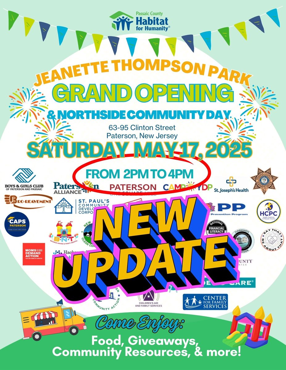 PCHFH's tweet image. 🌧️ Due to the rain, the Jeanette Thompson Park Grand Opening & Northside Community Day will now take place from 2:00 PM to 4:00 PM — but the fun is still on!