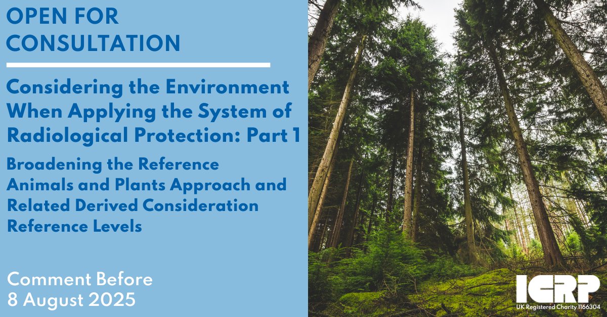 📢The Draft Report for ICRP Task Group 99  is now open for public consultation on ICRP.org
🙋🏽‍♂️Organisations and individuals are invited to provide comments by 8 August 2025. 
🌐 ow.ly/W4WJ50VRYYz
