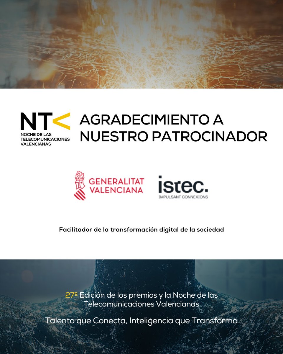 En la #NTV2025 contamos con la colaboración de <a href="/GVAIstec/">GVAIstec</a>, una empresa del sector público instrumental de la Generalitat Valenciana cuya misión es ser facilitador de la transformación digital de la sociedad.

¡Gracias por patrocinar esta edición!

#Gala27 #Patrocinadores #ISTEC
