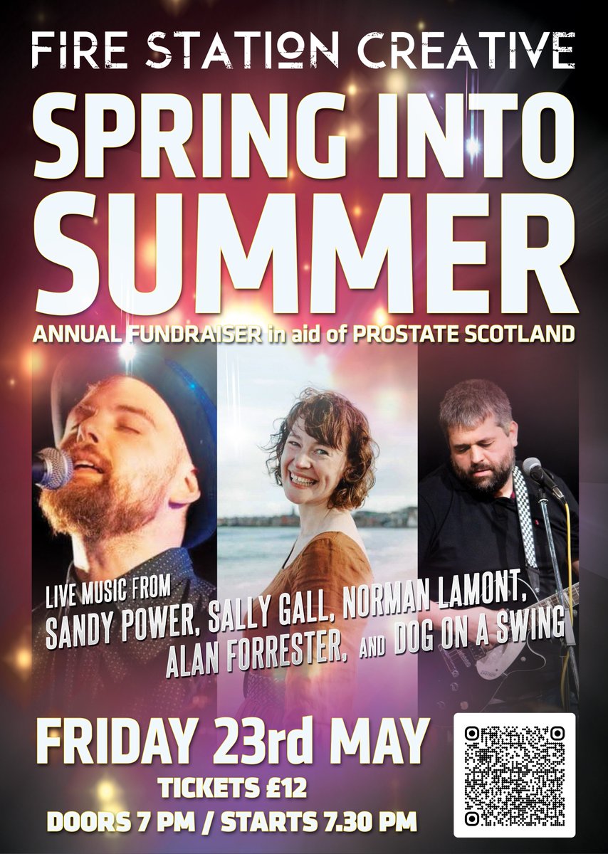 Join us on Friday, May 23rd for Spring Into Summer
our Prostate Scotland Fundraiser In Memory of Bob Moir

Secure your tickets for a night of fantastic live music here at Dunfermline’s Fire Station Creative.

Tickets available now from eventbrite.co.uk/e/spring-into-…

#prostatescotland