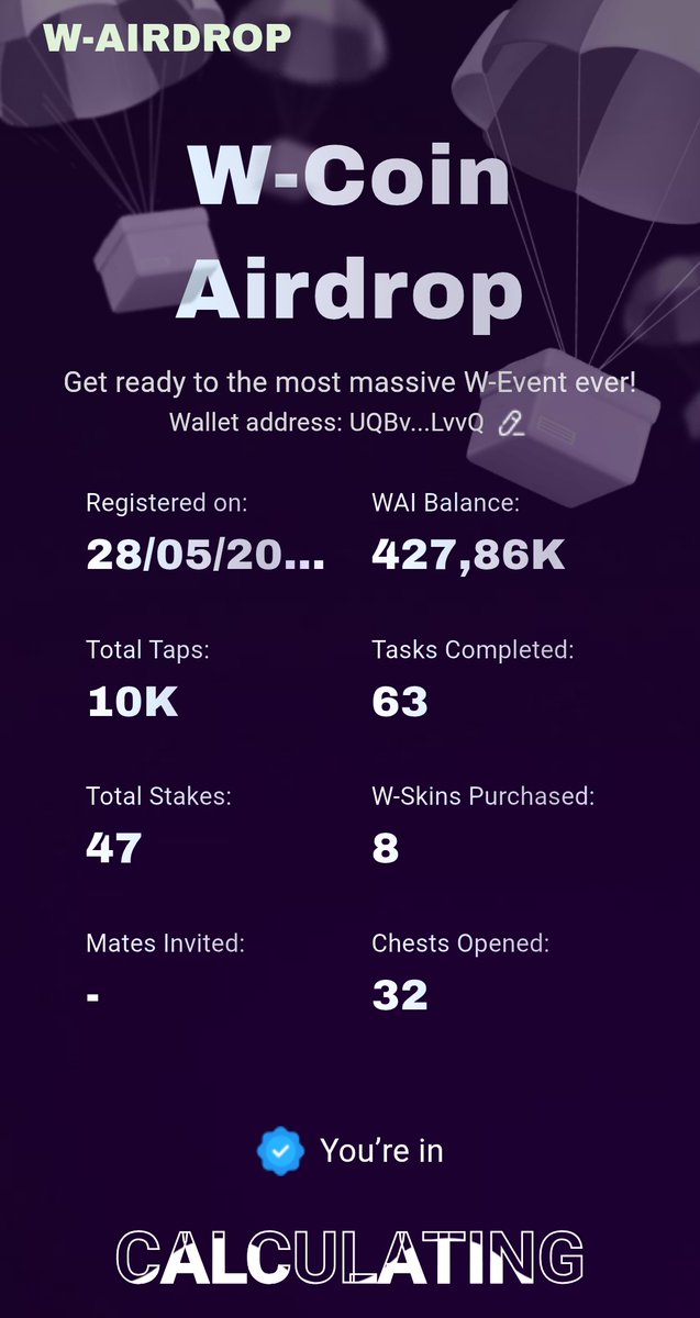 W-Coin airdrop için hesaplamalara başlamış. Bir asırda bu sürer 😅