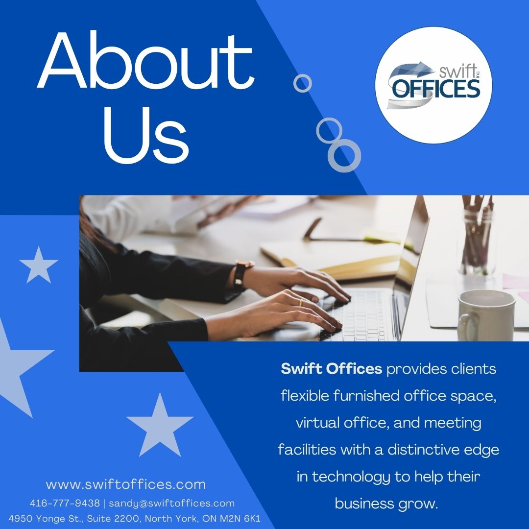 Swift Offices (@swiftoffices) on Twitter photo Know more about Swift Offices by visiting our website: swiftoffices.com
☏ (416)-777-9438
✉ sandy@swiftoffices.com
#SwiftOffices #CoworkingSpace #Offices #OfficeLeasing #OfficeSpace #SharedOffice #OfficeSpaceForRent #OfficeRental #PrivateOffice #OfficeSuite #Toronto Know more about Swift Offices by visiting our website: swiftoffices.com
☏ (416)-777-9438
✉ sandy@swiftoffices.com
#SwiftOffices #CoworkingSpace #Offices #OfficeLeasing #OfficeSpace #SharedOffice #OfficeSpaceForRent #OfficeRental #PrivateOffice #OfficeSuite #Toronto
