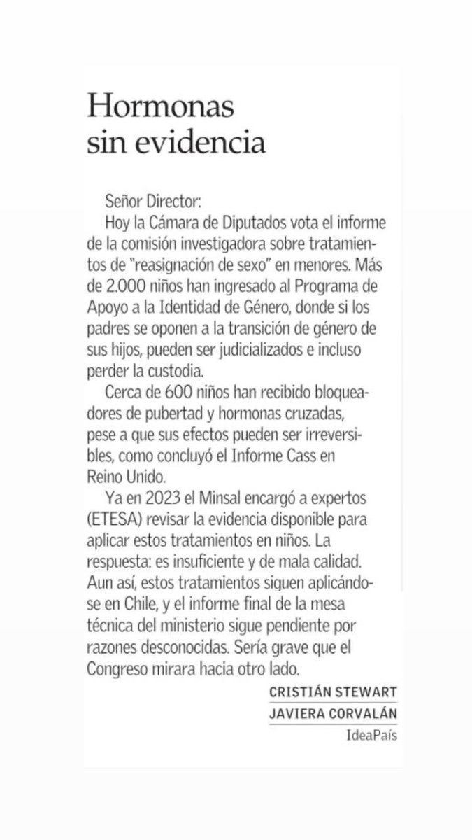 cstewartc's tweet image. Hoy en El Mercurio, con @JaviCorvalanA, sobre un tema delicado y sobrecogedor, en el cual el Gobierno y el Congreso Nacional deben actuar con suma responsabilidad.