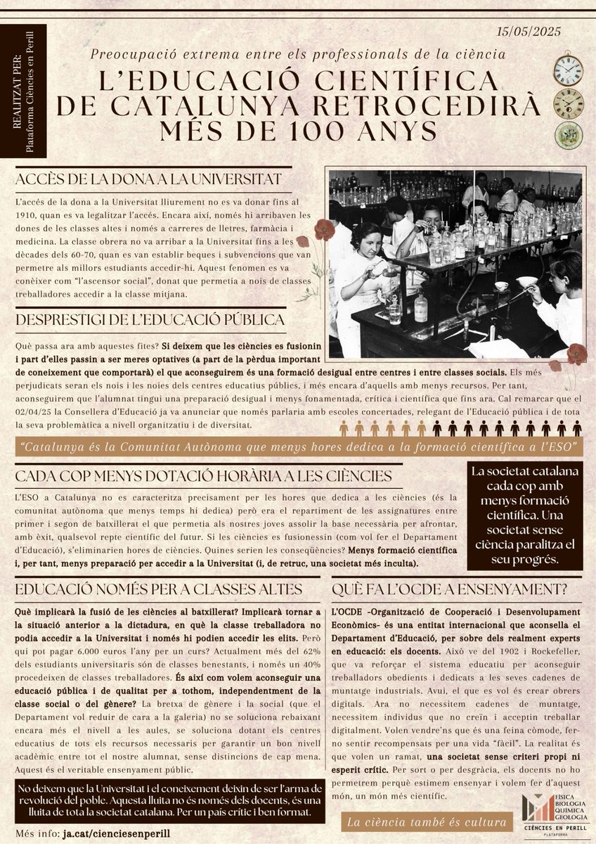 La classe obrera no va arribar massivament a la universitat fins als anys 60-70, quan les beques i subvencions van obrir la porta a l’ascensor social. La ciència també era i és una eina per canviar de vida. #dijouscientifics #sensecienciesnohihaurapau