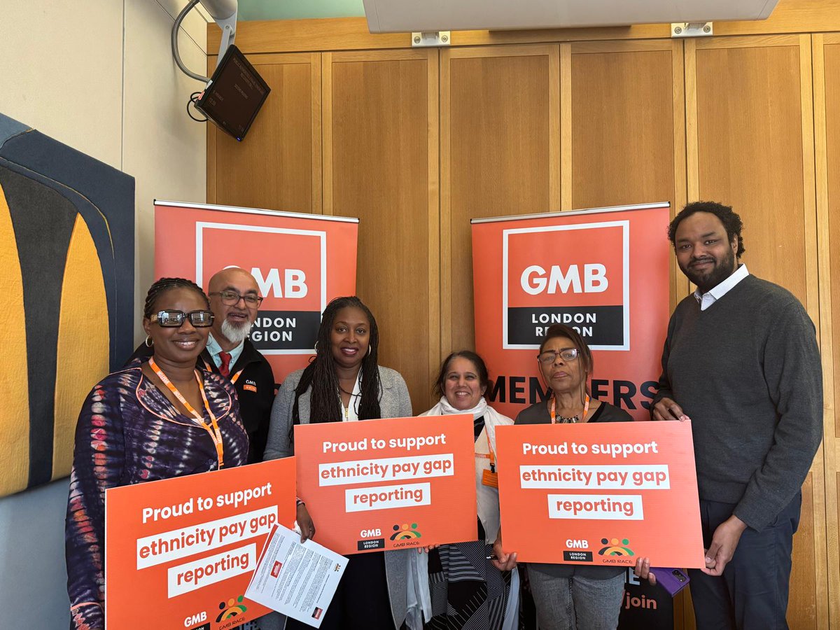 GMB London Region (@gmblondonregion) on Twitter photo “We can’t fix what we don’t measure.”
That’s why GMB is leading the charge for mandatory ethnicity pay gap reporting.
Great to have <a href="/DawnButlerBrent/">Dawn Butler ✊🏾💙</a> and @julietocampbell joining our members today to push for real transparency.
#GMBUnion #EthnicityPayGapReporting “We can’t fix what we don’t measure.”
That’s why GMB is leading the charge for mandatory ethnicity pay gap reporting.
Great to have <a href="/DawnButlerBrent/">Dawn Butler ✊🏾💙</a> and @julietocampbell joining our members today to push for real transparency.
#GMBUnion #EthnicityPayGapReporting