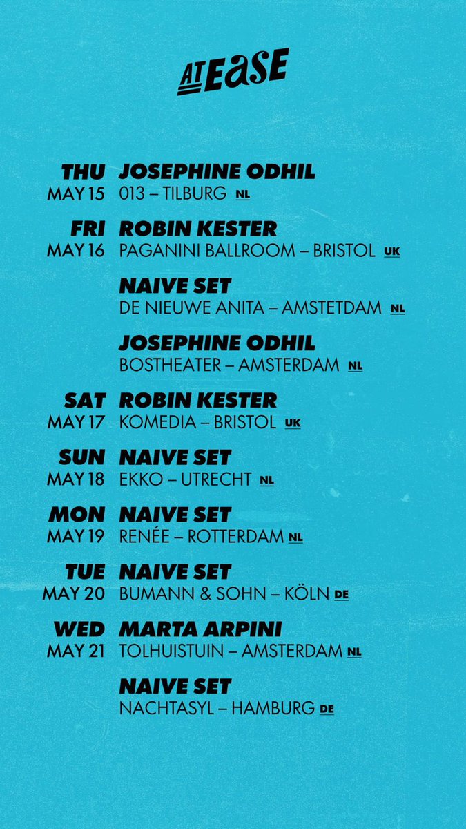 A full week with Josephine Odhil, Robin Kester, Naive Set and Marta Arpini