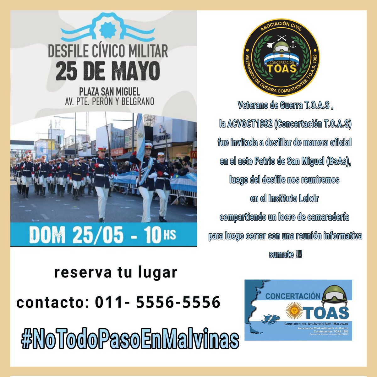 <a href="/ConcertaTOAS/">ConcertaciónT.O.A.S</a> desfila el próximo 25 de mayo en San Miguel BsAs , #Sumate!