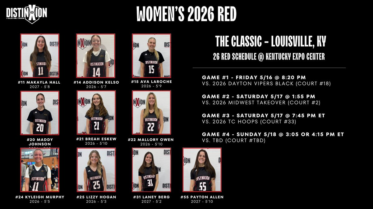 DistinXion C.H.A.M.P.I.O.N.S. Program (@dxnchampions) on Twitter photo Come out and watch our 2026 teams compete this weekend at <a href="/ohiobball/">Shawn O'Neal</a> The Classic at the Kentucky Exposition Center in Louisville. 2026 Black and Gold in the E40 circuit <a href="/IndianaEliteIE/">Indiana Elite Basketball</a>
Team schedules for the weekend found below 👇 Come out and watch our 2026 teams compete this weekend at <a href="/ohiobball/">Shawn O'Neal</a> The Classic at the Kentucky Exposition Center in Louisville. 2026 Black and Gold in the E40 circuit <a href="/IndianaEliteIE/">Indiana Elite Basketball</a>
Team schedules for the weekend found below 👇