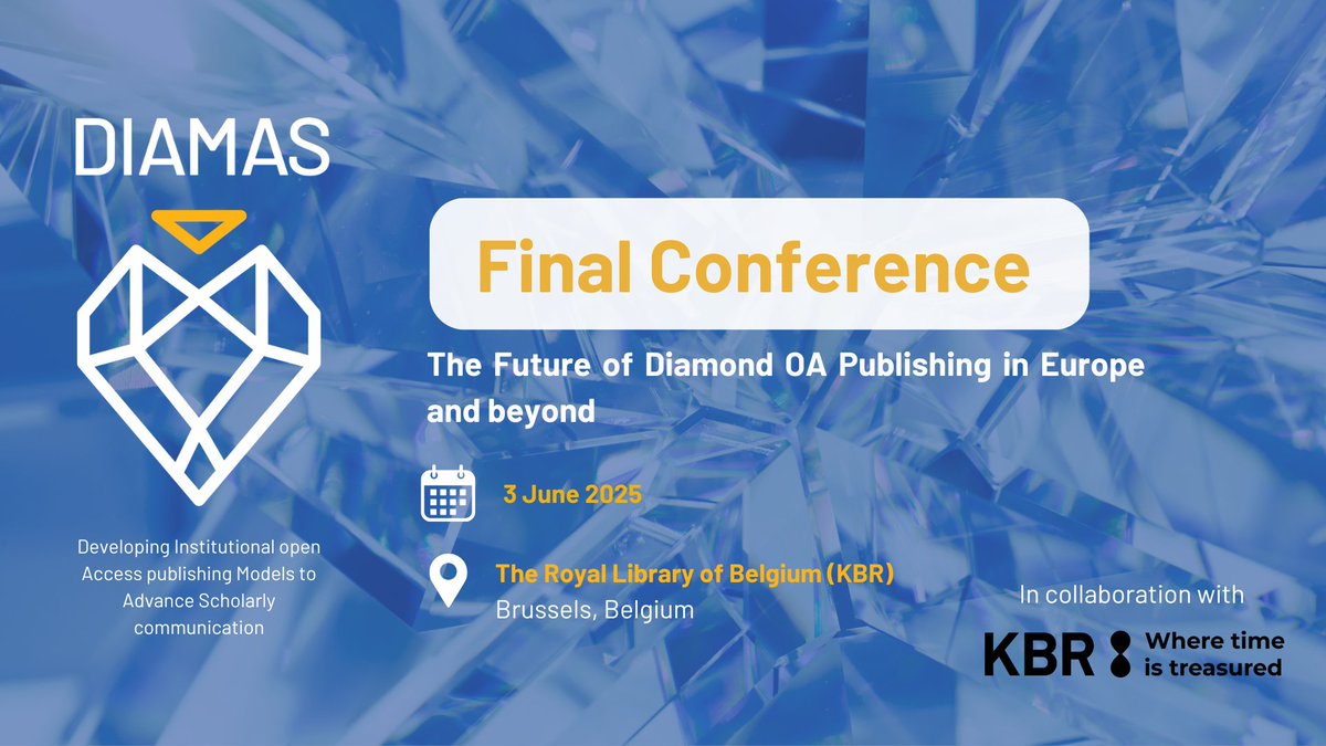 📢ONLINE registration now open for the DIAMAS Final Conference!
Our conference will gather key stakeholders to share results, insights, &amp; a vision for the future of community-driven, non-commercial OA publishing.
📍Open &amp; free to attend
🎟️Register now: ow.ly/oH6N50VTfyg