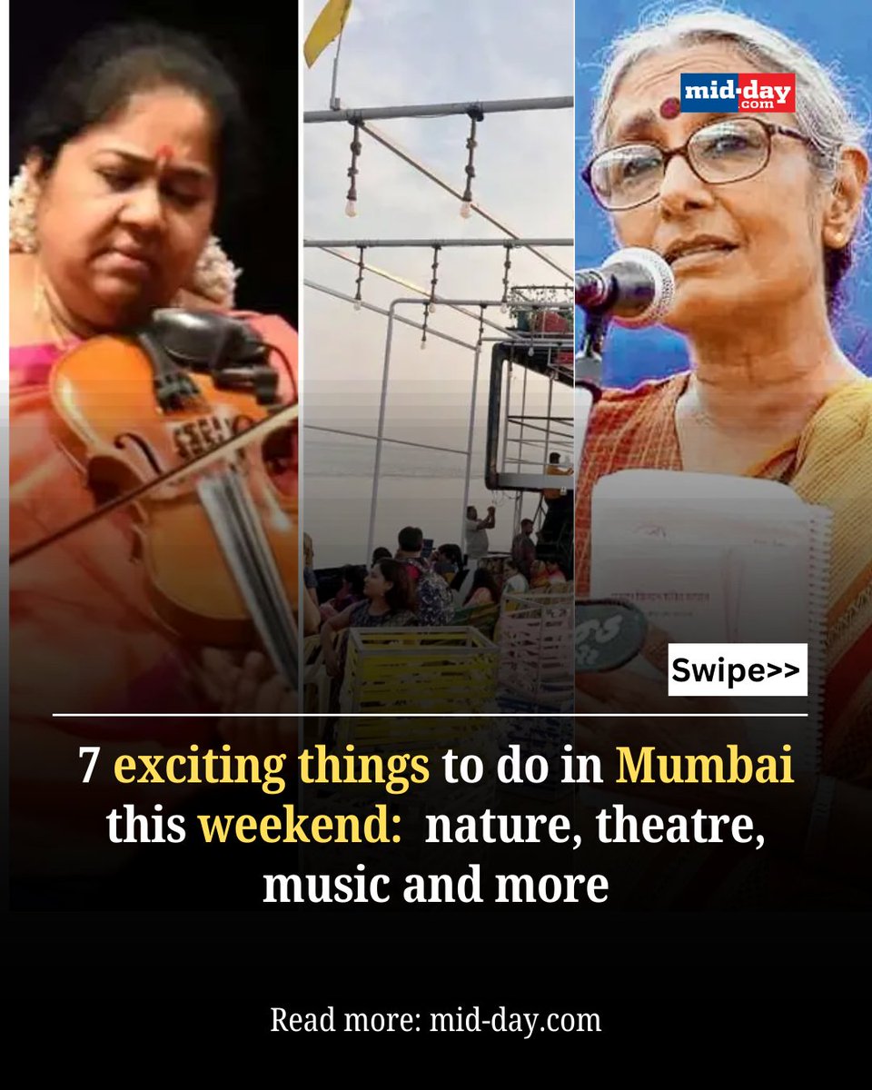 mid_day's tweet photo. Seven ways to make the most of your Mumbai weekend—from serene boat rides to soulful music and side-splitting comedy.
#MumbaiWeekend #ThingsToDo #Mumbai #Lifestyle
https://t.co/1dnmBt7Xo7 https://t.co/MOFenn8o5y