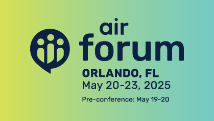 Last chance! The 2025 #AIRForum will take place next week, May 20–23, in Orlando.

Find community in joining your #highered colleagues to network, share, and learn from practical workshops and sessions led by the field's leading experts.

Register now: airweb.org/forum/2025/reg…