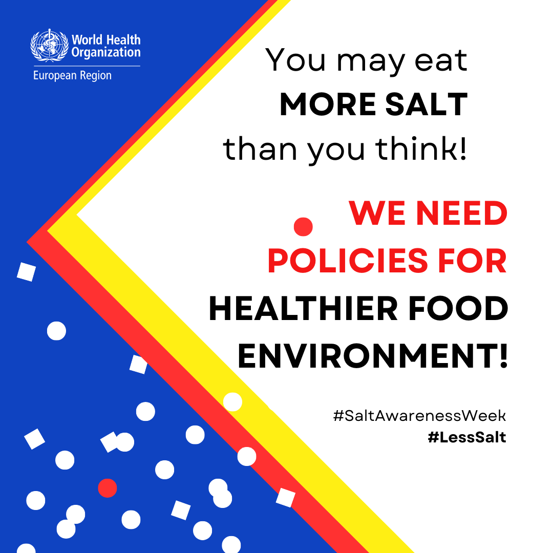 WHO_Europe's tweet image. 🧂💓Cardiovascular diseases cause 10,000 deaths every day in the WHO European Region. 

Reducing #salt consumption is one of the most cost-effective strategies that can prevent these deaths and improve people’s health. 

More here: bit.ly/3EXrynl

#SaltAwarenessWeek