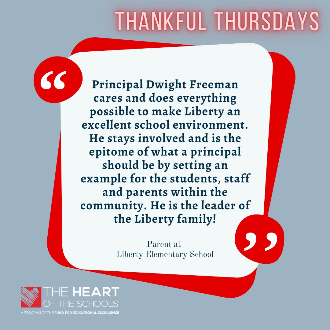 Each week for #ThankfulThursdays, we express our appreciation for @baltcityschools principals with warm messages from their communities. Next up is a note for Liberty Elementary School’s Principal <a href="/Principal_FREE/">Dwight Freeman</a>. #heartoftheschools
