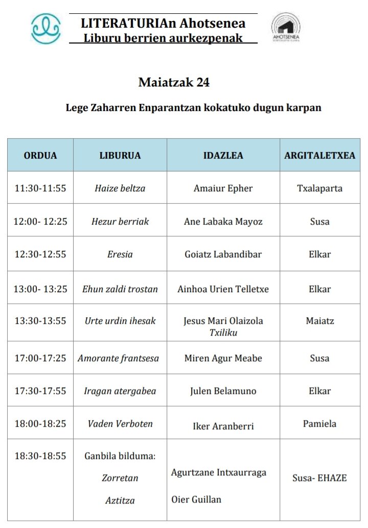 Maiatzaren 24an izango da Literaturiako liburu azoka, eta, hauek, bertan aurkeztuko diren liburuak. #literaturia