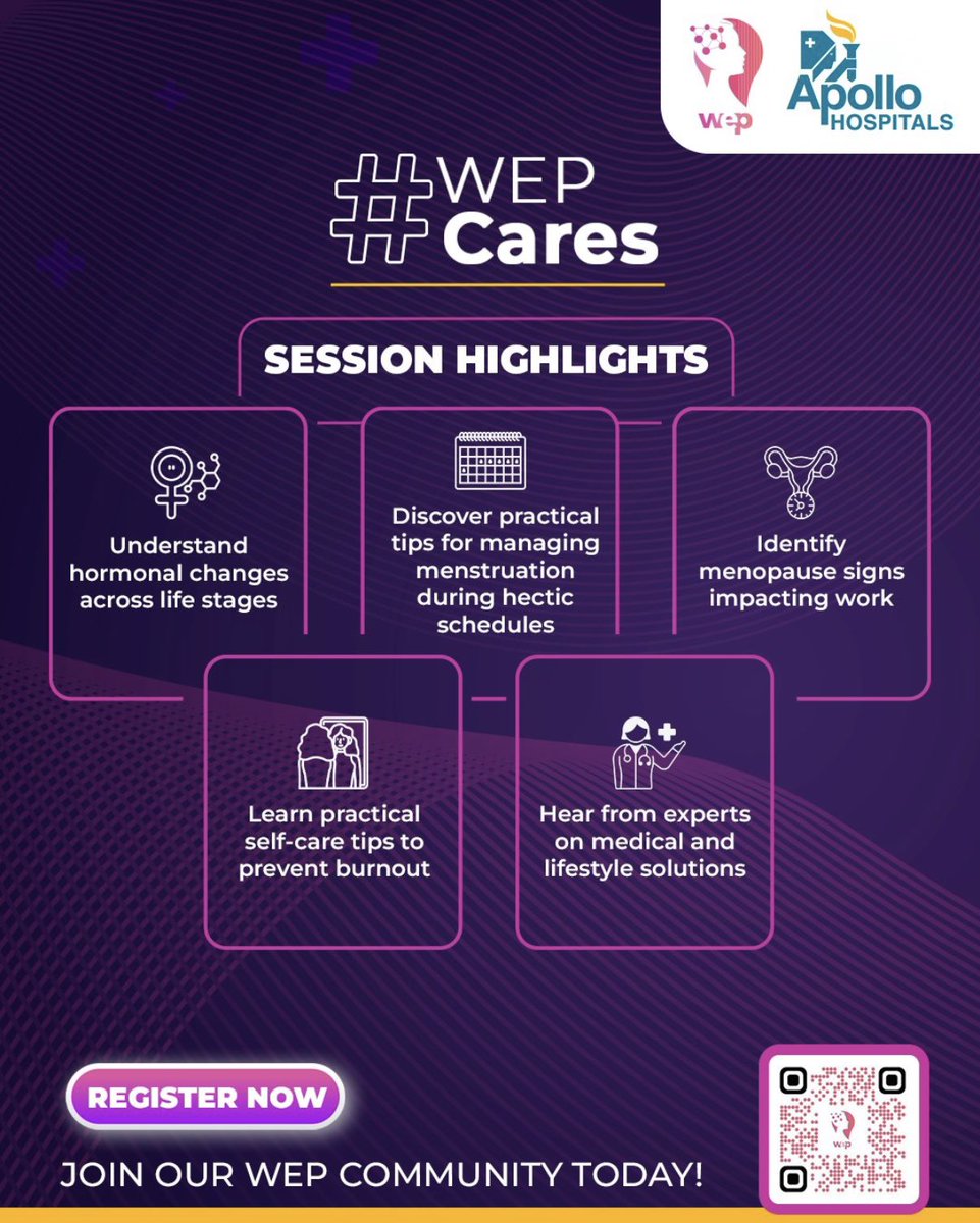 Your body changes- your power doesn't.

Ready to own every stage of womanhood?

Join our upcoming #WEPCares session, where we dive into "Power Through the Change: Thriving from Periods to Menopause" —live on zoom.

Register now: forms.gle/Rz9t7tnY2Jddzi…

#WEP