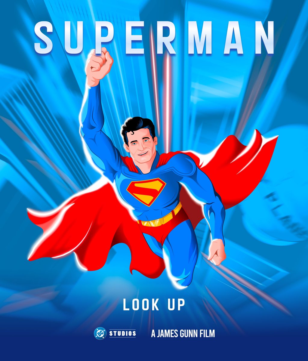 obillustration's tweet photo. Haven’t updated much of my work on here in a very long time but with the great #Superman trailer released yesterday I had to post this movie poster I drew of @corenswet as the man of steel to celebrate the release! @JamesGunn #superman #illustration #DCcomics https://t.co/2oEsHs8ldD