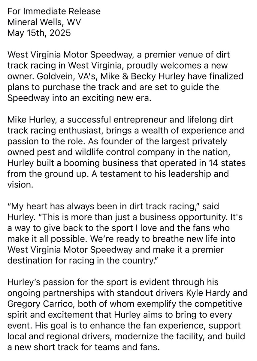 West Virginia Motor Speedway tweet media
