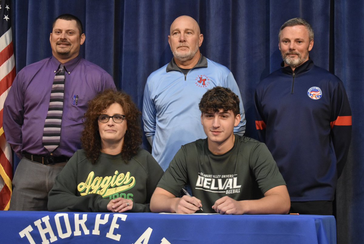 BaseballThorpe's tweet photo. Signing Day at JT. Congratulations to Tanner MoDavis on his commitment to DelVal and Nik Schwartz on his commitment to Wilkes. https://t.co/q6wZROO0C4