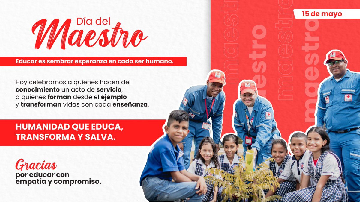 Hoy celebramos quienes educan con empatía y compromiso, transformando vidas con su ejemplo. 

Gracias por sembrar esperanza en cada ser humano 🫶🏻 📚

#DiaDelMaestro #SomosCruzRoja