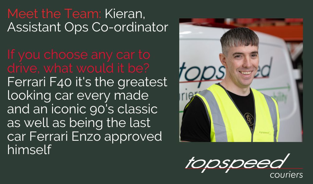 topspeedcourier's tweet image. Meet Kieran, our Assistant Ops Co-ordinator.  If he could drive any car, he told us it would be the Ferrari F40 – the ultimate 90's icon and the last car Ferrari's Enzo himself approved.

Meet more of the team here bit.ly/40b5Se3 

#TeamTopspeed #MeetTheTeam #FerrariF40