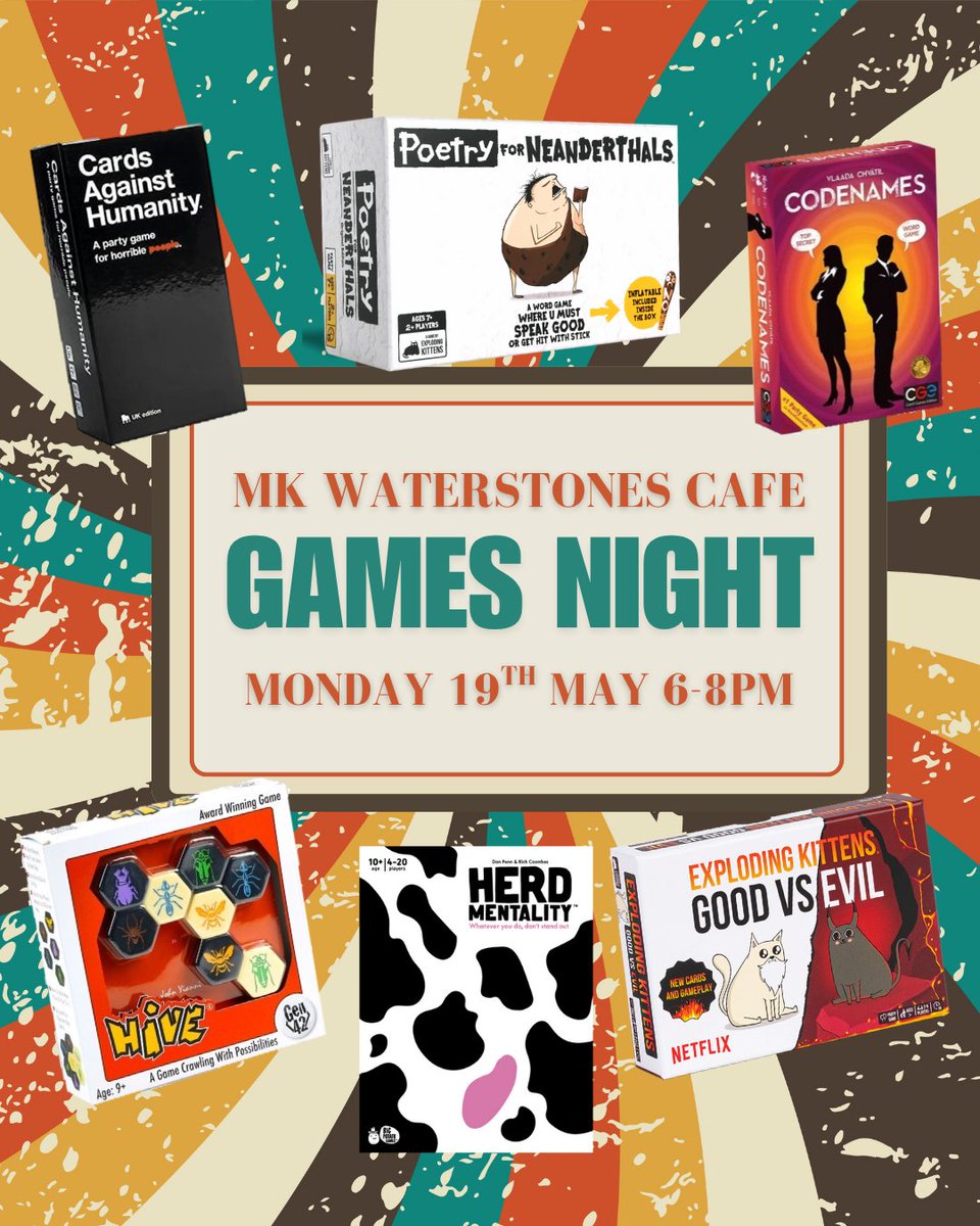 midsummer_place's tweet image. 🎲 Ready for a night of fun and friendly competition? Join @waterstones for a Games Evening on Monday 19th May at 6pm! 🧩♟️🎉

🎟️ Tickets are just £3 – waterstones.com/events/milton-…

#GamesNight #BoardGameFun #MKEvents #CommunityVibes