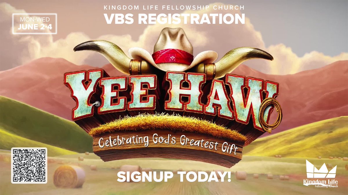 kingdomlfc's tweet photo. Registration for our VBS at KLFC is open!
During Yee-Haw VBS 2025, kids will learn about God's love and Jesus as a precious gift through stories of Jesus' birth, His miracles, and His ultimate sacrifice. Register your child, ages preschool-5th grade:
https://t.co/O1liHU1knG https://t.co/YQixYdKGG0