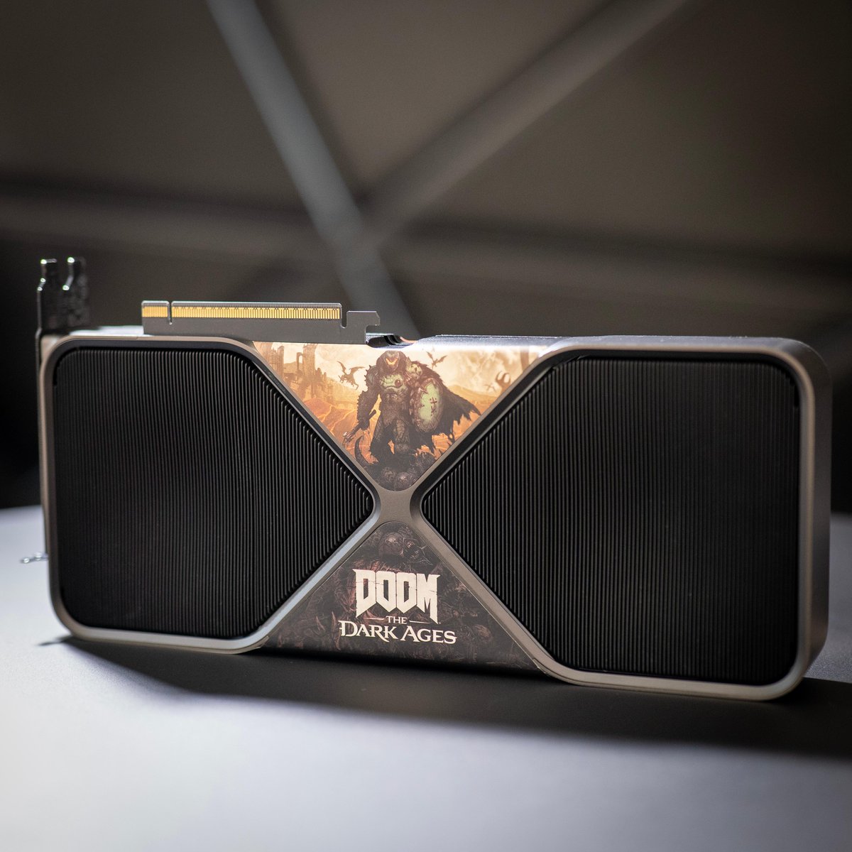 NVIDIAGeForceUK's tweet image. Stand and Fight for a chance to win.

We&apos;re giving away a #DOOM: The Dark Ages custom wrapped NVIDIA GeForce RTX 5090 to celebrate its official release with native ray tracing, NVIDIA DLSS 4 + Reflex.  

To enter: 

🟢 Like this post
🟢 Comment #RTXON