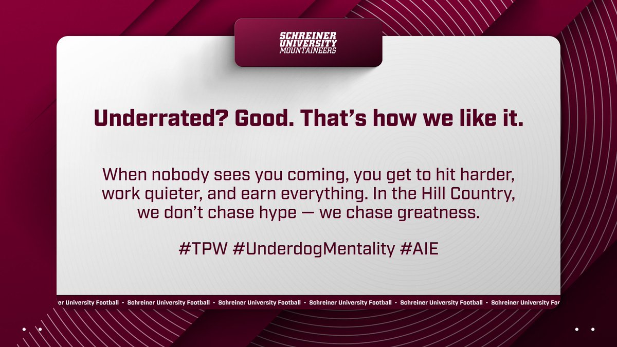 It’s not about the spotlight. It’s about the grind. Schreiner Football is all about toughness, discipline, and earning every step. We don’t chase hype, we chase greatness.
#TPW #UnderdogMentality #AIE #SchreinerFootball #HillCountryTough