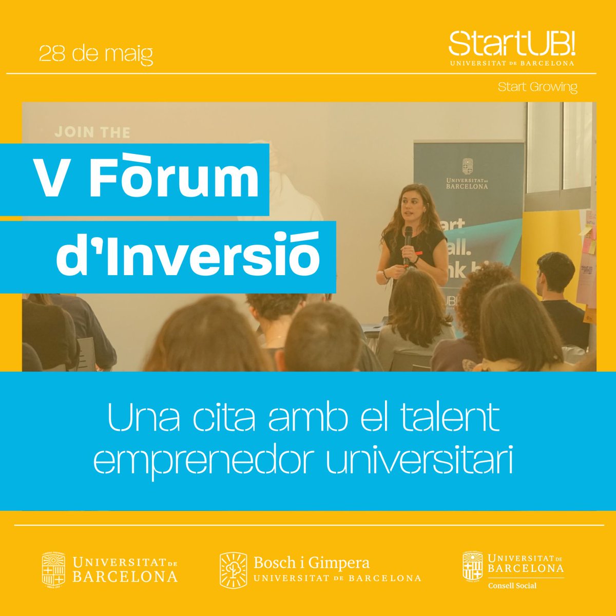 Fund. Bosch i Gimpera (@boschigimpera) on Twitter photo 📢 No et perdis el V Fòrum d'Inversió d'StartUB!
🤝 L'esdeveniment pretén connectar #startups i #spinoffs amb inversors estratègics interessats a donar suport a projectes amb potencial de creixement.
🗓️ 28 de maig
⏰ De 10 a 14 h
📍 <a href="/start_ub/">StartUB! Universitat de Barcelona</a>!
▶️ startub.ub.edu/formacio-activ… 📢 No et perdis el V Fòrum d'Inversió d'StartUB!
🤝 L'esdeveniment pretén connectar #startups i #spinoffs amb inversors estratègics interessats a donar suport a projectes amb potencial de creixement.
🗓️ 28 de maig
⏰ De 10 a 14 h
📍 <a href="/start_ub/">StartUB! Universitat de Barcelona</a>!
▶️ startub.ub.edu/formacio-activ…