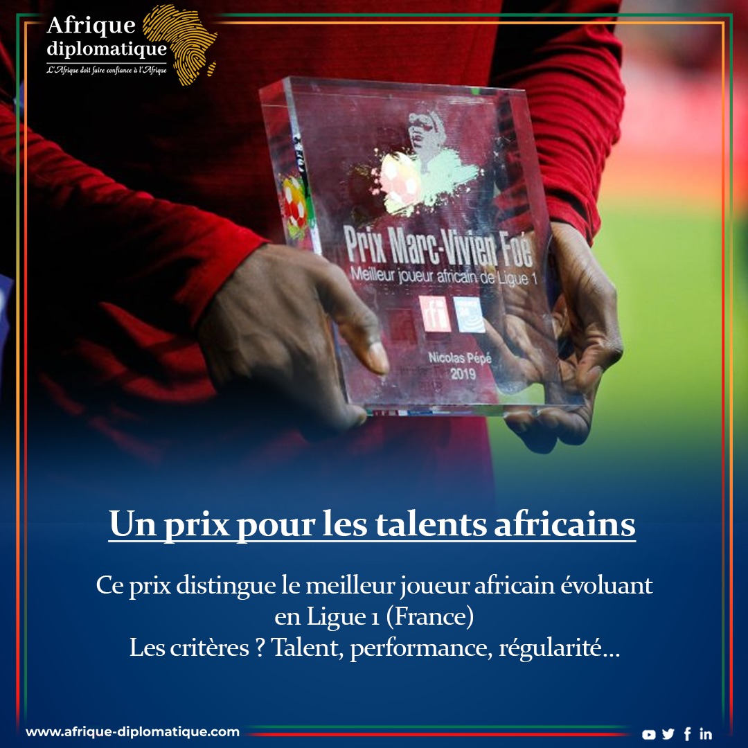 AFRIQUEDIPLOMAT's tweet image. Achraf Hakimi sacré meilleur joueur africain de Ligue 1 ! Il remporte le prestigieux Prix Marc-Vivien Foé 2024, une première pour un joueur marocain. Mais au fait… quelle est l’histoire de ce prix ?🌍⚽
👉: afrique-diplomatique.com/marc-vivien-fo…
#Hakimi #AfriqueDiplomatique #PSG