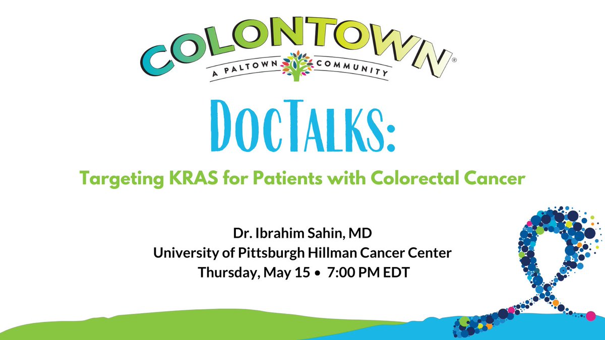 Join the latest DocTalk TODAY! Dr. Sahin is a medical oncologist specializing in GI oncology at U of Pittsburgh. He is extensively involved in clinical trial development for CRC and nationally recognized expert in colorectal cancer. Sign up for free @ colontown.org/doctalks