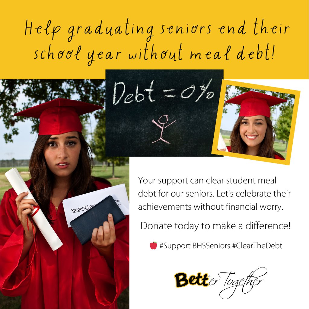 Bett High School (@betthighschool) on Twitter photo ๐ Help Our Seniors Graduate Debt-Free!
Letโs send off our graduating seniors without the burden of meal debt. Your donation can make a real difference and help them celebrate their accomplishments stress-free.
๐ Donate today!
๐ฉ Contact Michelle at mriessen@bettendorf.k12.ia.us ๐ Help Our Seniors Graduate Debt-Free!
Letโs send off our graduating seniors without the burden of meal debt. Your donation can make a real difference and help them celebrate their accomplishments stress-free.
๐ Donate today!
๐ฉ Contact Michelle at mriessen@bettendorf.k12.ia.us