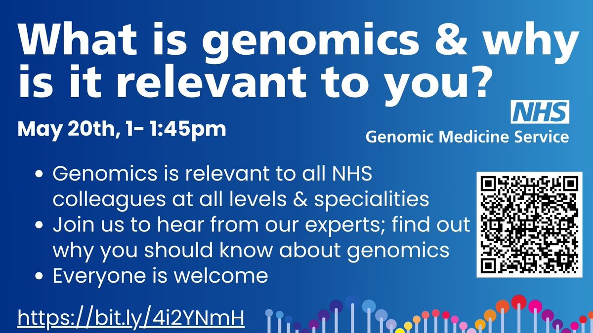 NHS Genomic Medicine Service (@nhsgms) on Twitter photo What is genomics & why is it relevant to you? Join our Lunch & Learn series on May 20th from 1-1:45pm.
In this engaging, accessible webinar, we’ll show you how genomics connects to your practice, no matter your specialty. Register now at bit.ly/4i2YNmH <a href="/SEgenomics/">NHS South East Genomic Medicine Service</a> What is genomics & why is it relevant to you? Join our Lunch & Learn series on May 20th from 1-1:45pm.
In this engaging, accessible webinar, we’ll show you how genomics connects to your practice, no matter your specialty. Register now at bit.ly/4i2YNmH <a href="/SEgenomics/">NHS South East Genomic Medicine Service</a>
