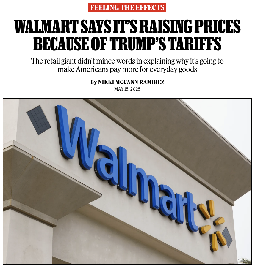 Walmart, the largest retailer in the nation, has announced it is raising prices because of President Donald Trump’s tariffs.

Story: rollingstone.com/politics/polit…