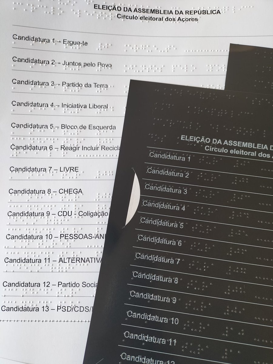 AcapoPt's tweet photo. Nas Eleições Legislativas do próximo dia 18 de maio estará disponível a matriz de voto em Braille, permitindo aos cidadãos com deficiência visual exercer com autonomia e independência, como qualquer outro cidadão, o seu direito de voto. #eleições #legislativas2025 #acessibilidade https://t.co/M0Kfe3mSs0